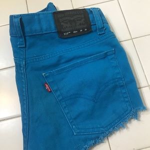 Levi’s blue denim distressed (cut off) shorts